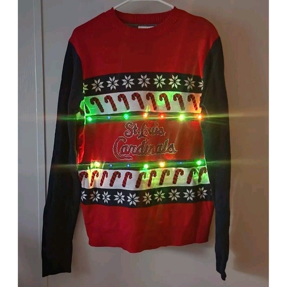 St Louis Cardinals‎ Light Up Christmas Sweater Mens Medium Genuine MLB Holiday - Picture 2 of 6